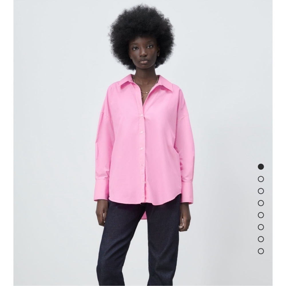 Zara Pink Button-Down Oversized Shirt